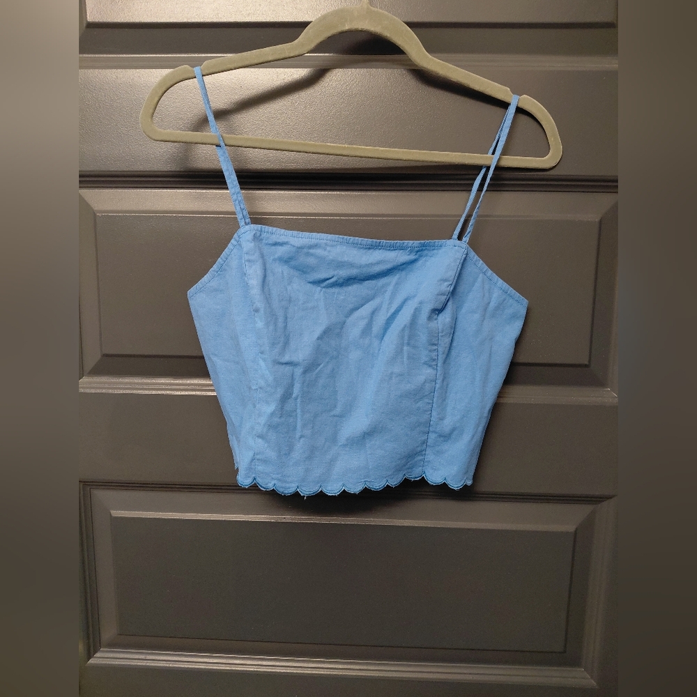 🌟 Florence By Mills Blue Crop Top Sz L NWT